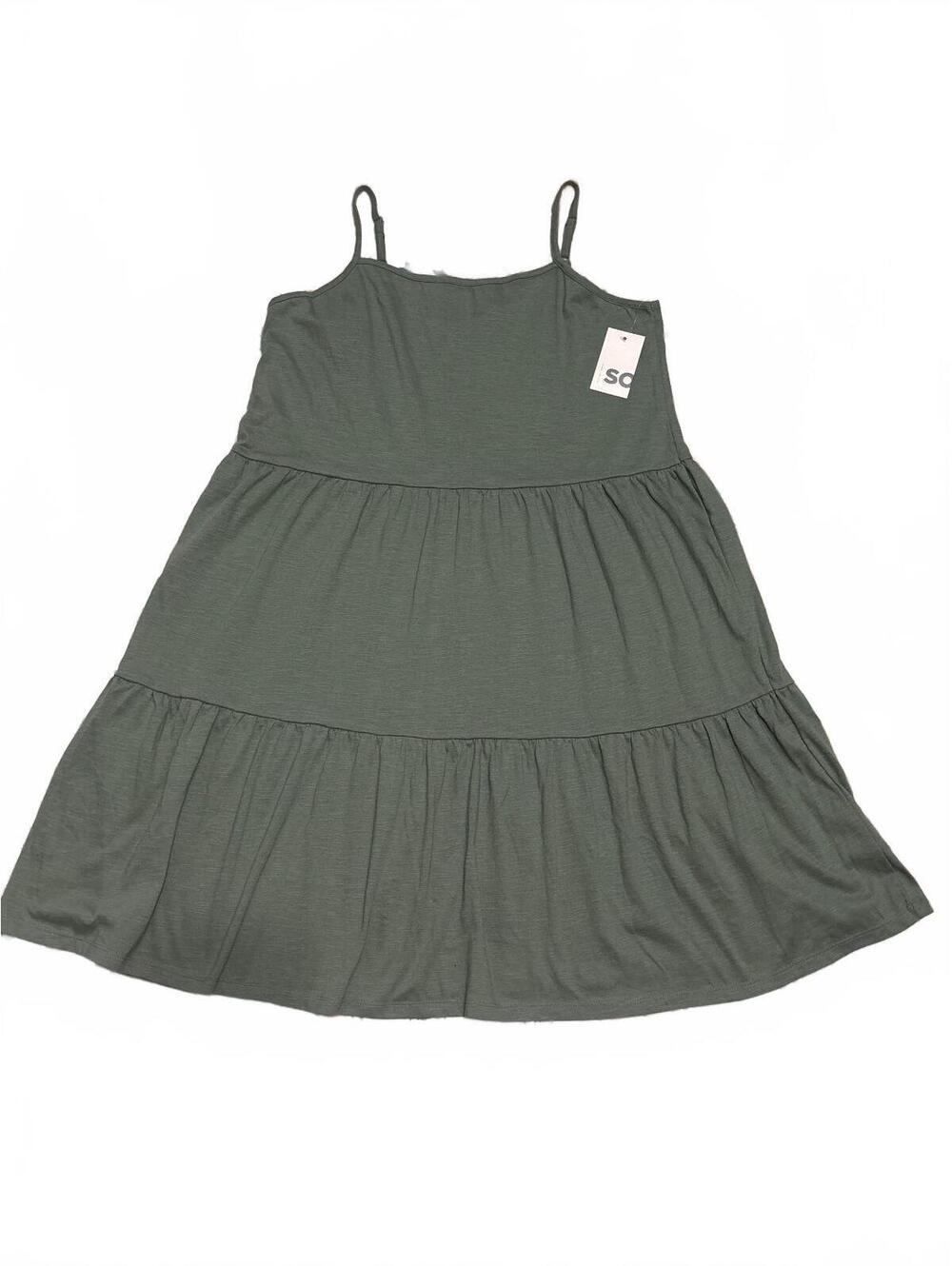 SO Girls' Plus Size 20 Olive Green Tiered Sleeveless Dress